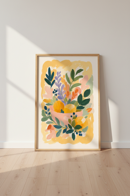 Citrus Fruit Art Print | Modern Lemon Botanical, Kitchen &amp; Dining Room Decor Poster