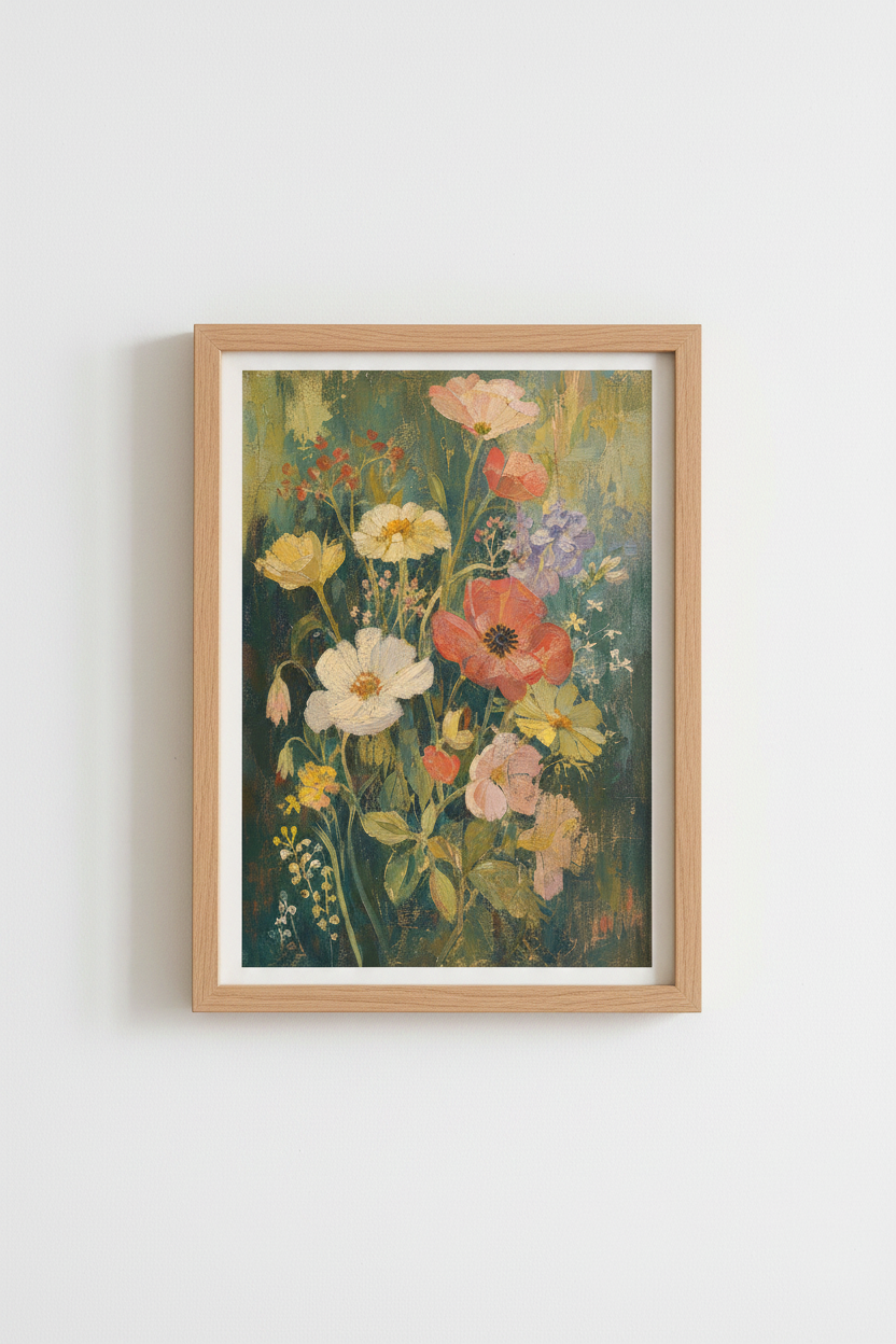 Floral Wall Art | Vintage Palette for Living Room | Boho Poster