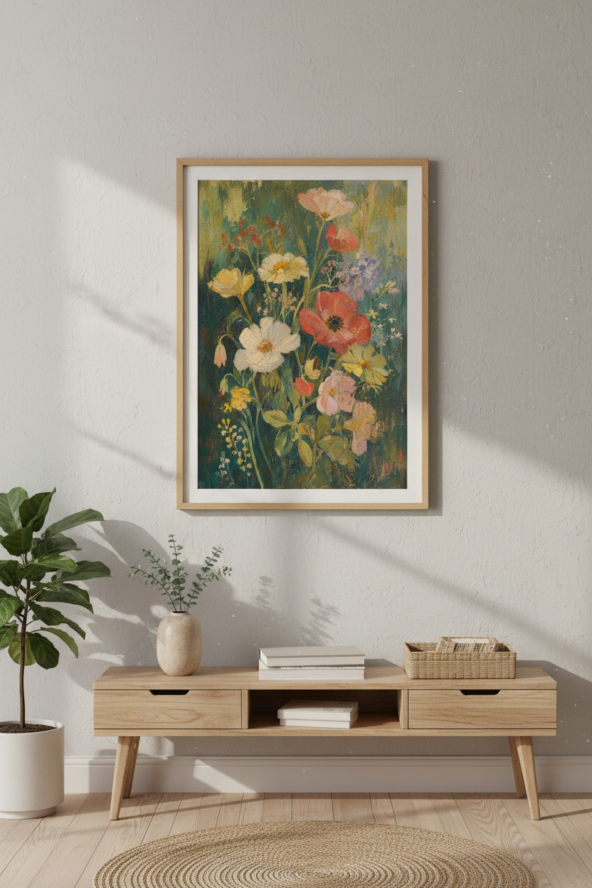 Floral Wall Art | Vintage Palette for Living Room | Boho Poster