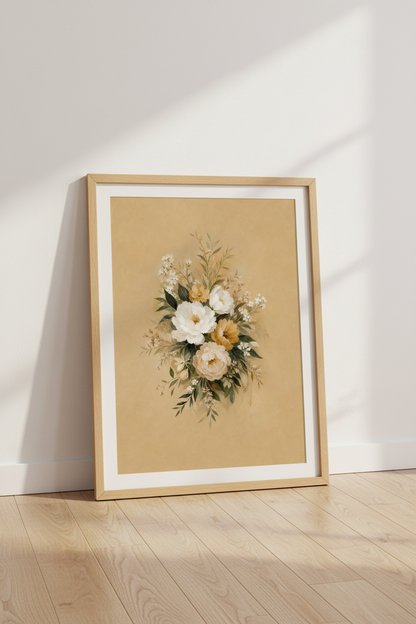 Boho Floral Wall Art Print | Living Room Decor | Warm Aesthetic Poster