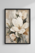 Magnolia Blossom | Abstract Oil Painting Style, Neutral Farmhouse Decor