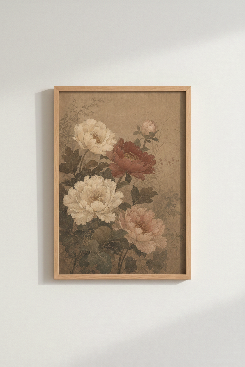 Botanical Poster | Vintage Floral, Earthy Tones | Living Room Decor