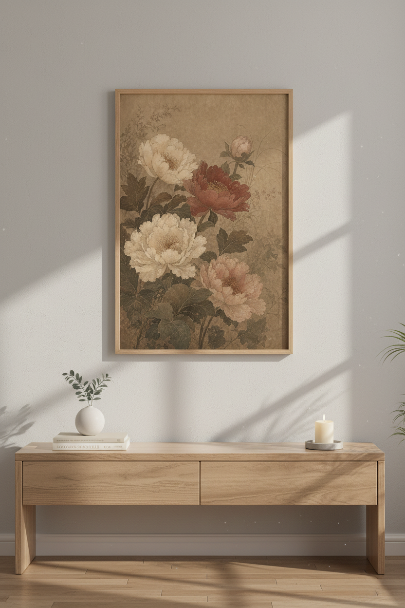 Botanical Poster | Vintage Floral, Earthy Tones | Living Room Decor