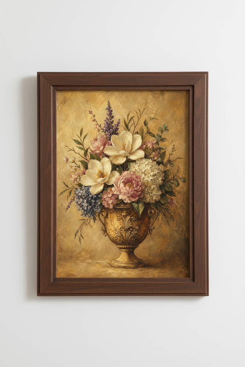 Vintage Floral Wall Art Print | Living Room Decor | Elegant Poster
