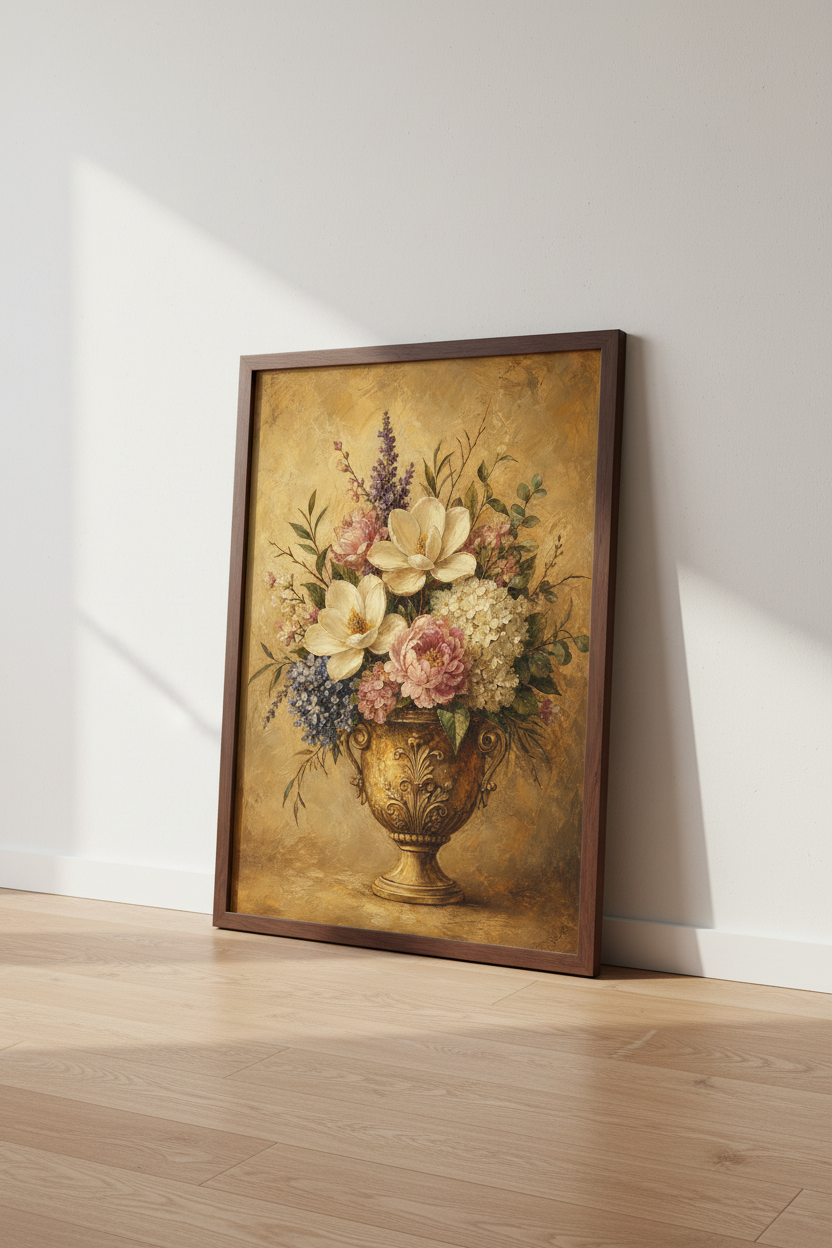 Vintage Floral Wall Art Print | Living Room Decor | Elegant Poster