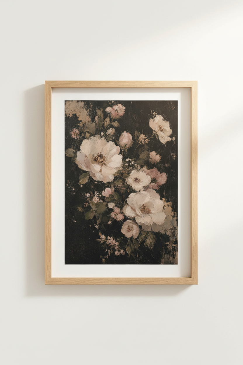 Romantic Floral Wall Art Print | Living Room Decor | Soft Vintage Poster