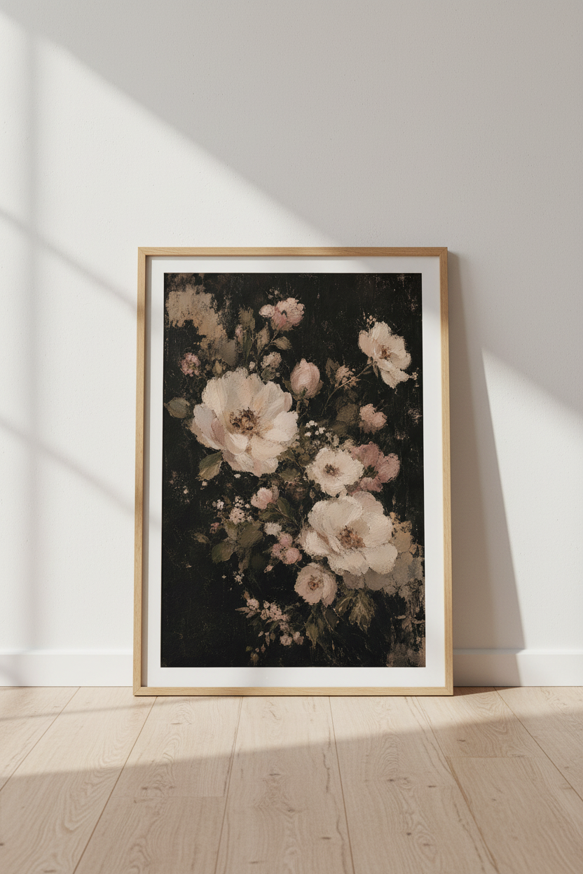 Romantic Floral Wall Art Print | Living Room Decor | Soft Vintage Poster