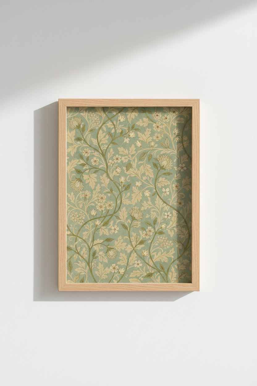 Botanical Poster | Teal &amp; Cream, Living Room Decor