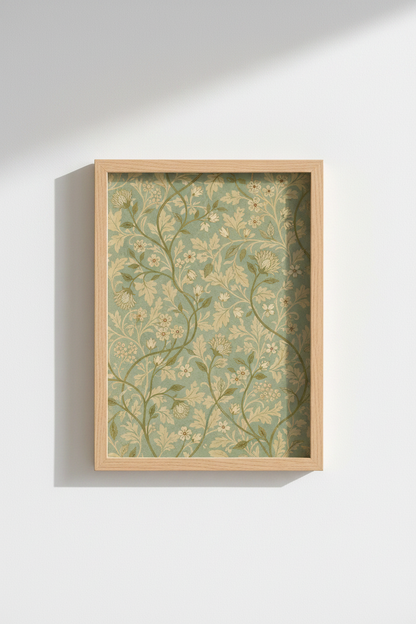 Botanical Poster | Teal &amp; Cream, Living Room Decor