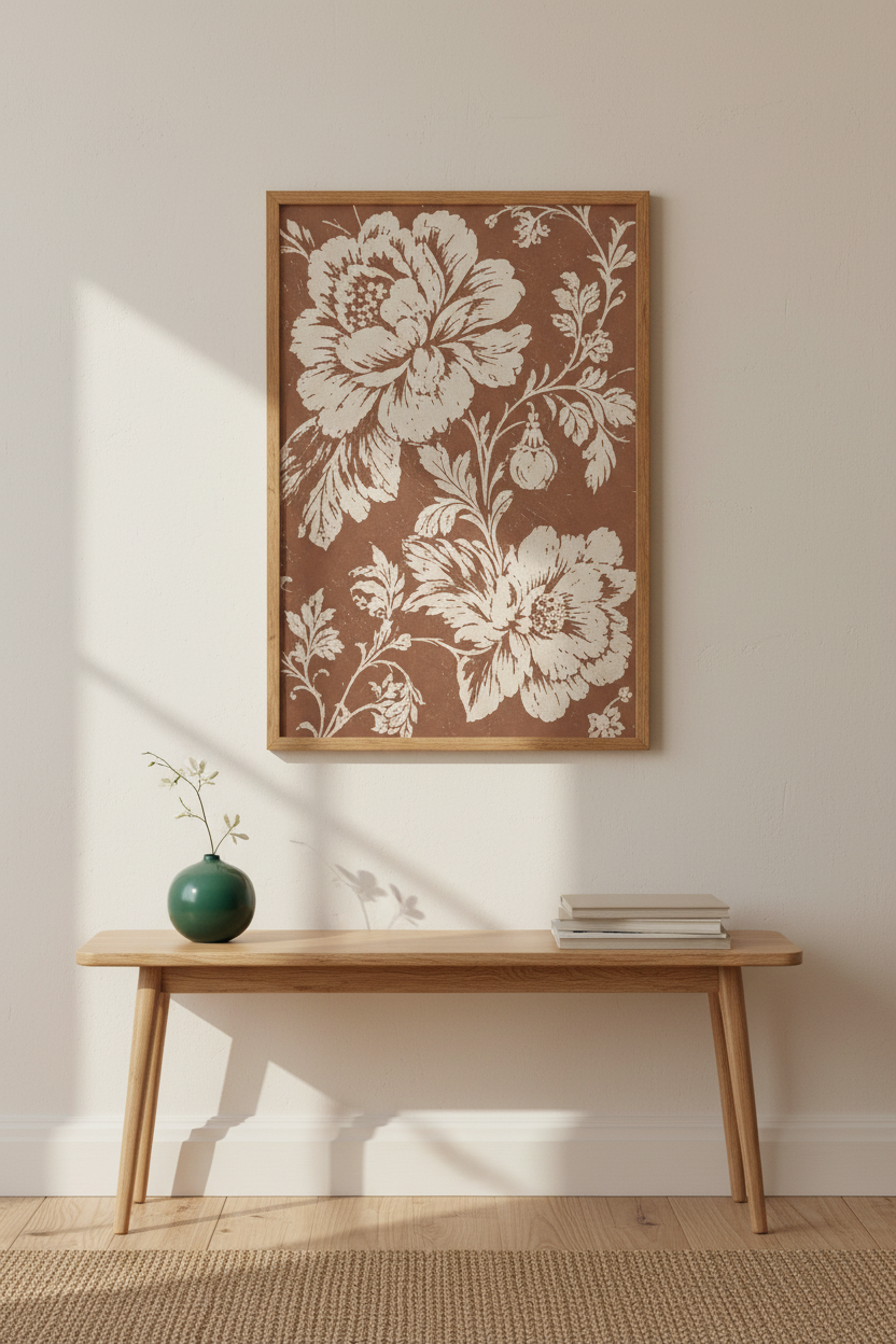 Vintage Floral Art Wall Art Print | Living Room Decor | Rustic Poster
