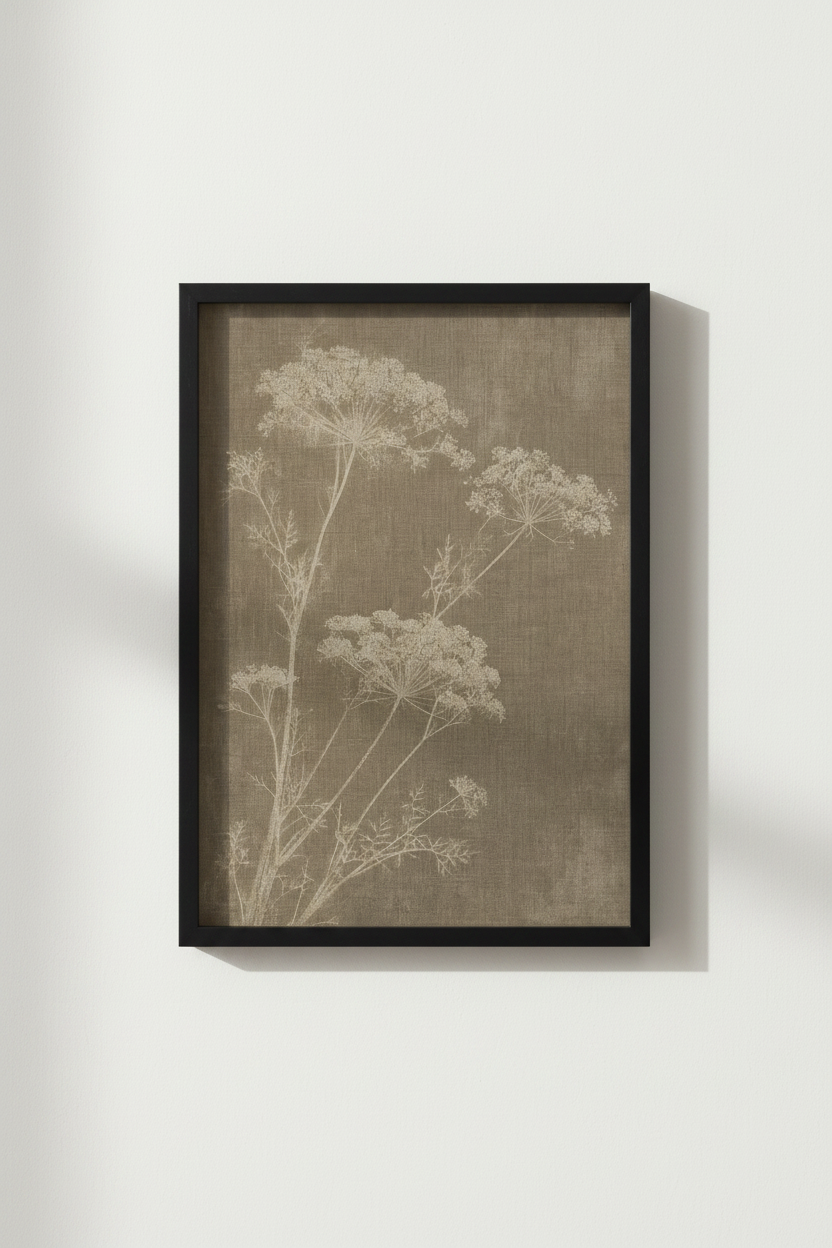 Vintage Botanical Flower Wall Art | Neutral Earthy Decor | Rustic Queen Annes Lace Poster