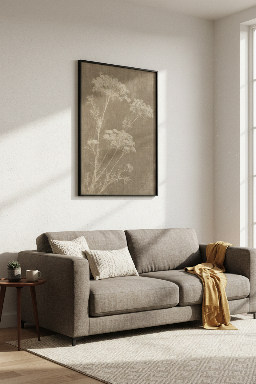 Vintage Botanical Flower Wall Art | Neutral Earthy Decor | Rustic Queen Annes Lace Poster