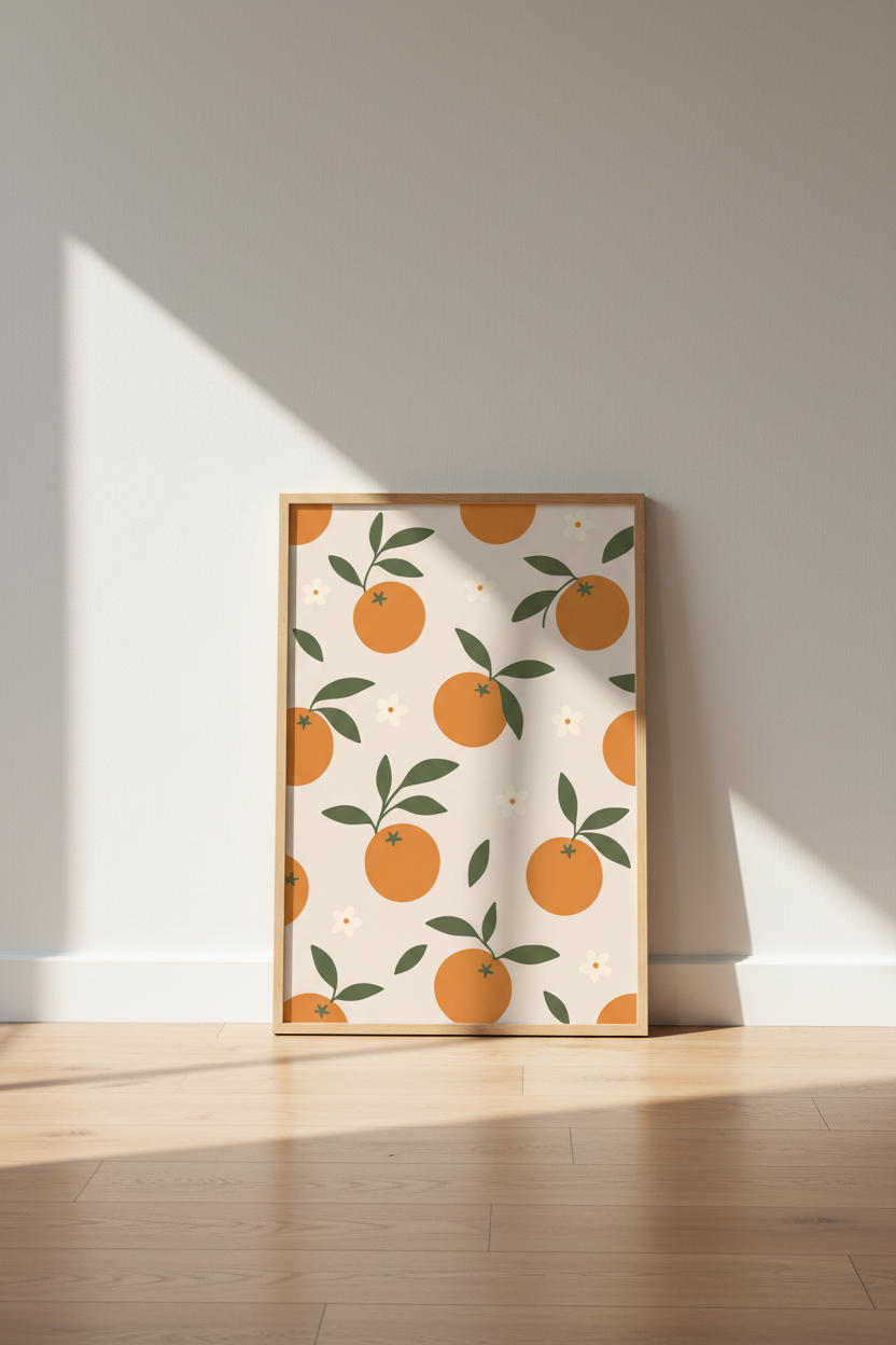 Boho Orange Citrus Wall Art Print | Kitchen Decor | Minimalist Fruit Poster