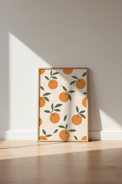 Boho Orange Citrus Wall Art Print | Kitchen Decor | Minimalist Fruit Poster
