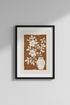 Floral Linocut Wall Art | Terracotta Botanical Print, Boho Living Room Decor