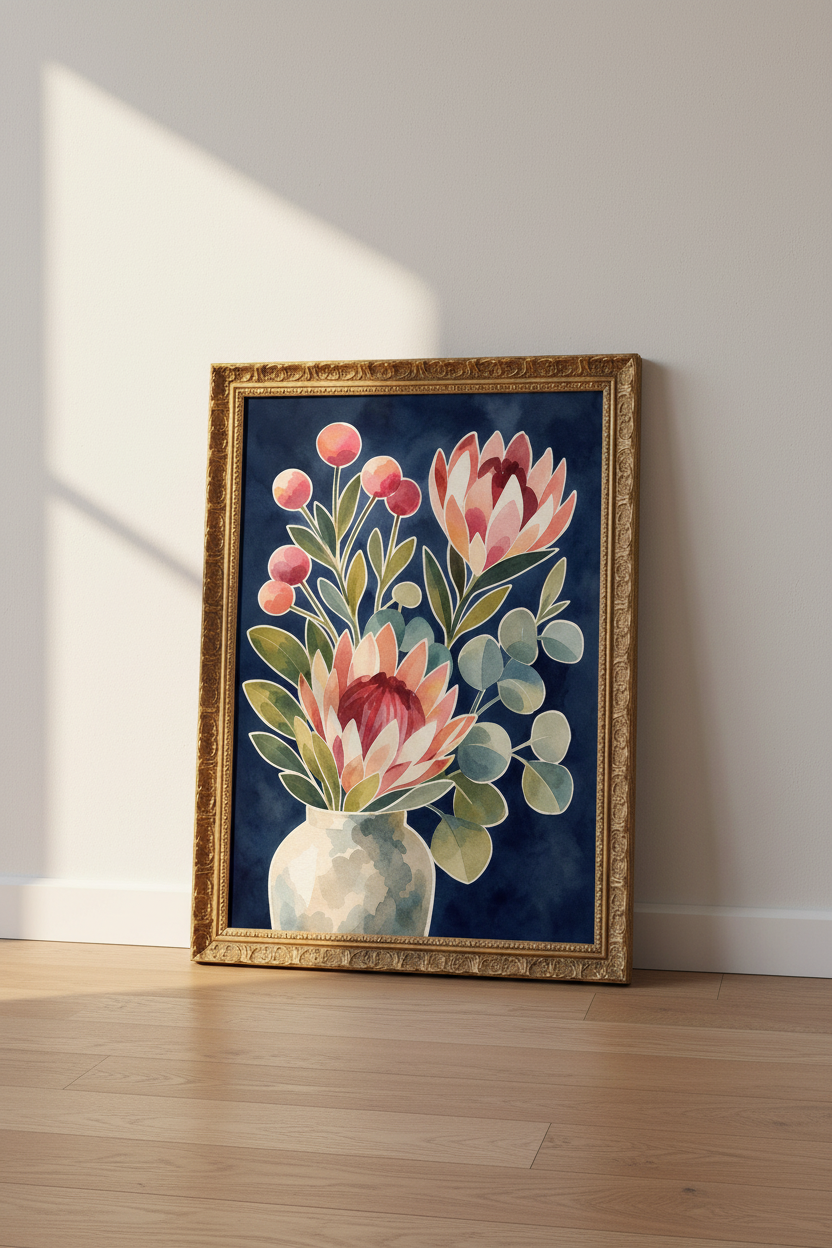 Watercolor Floral Wall Art Print | Living Room Decor | Modern Poster