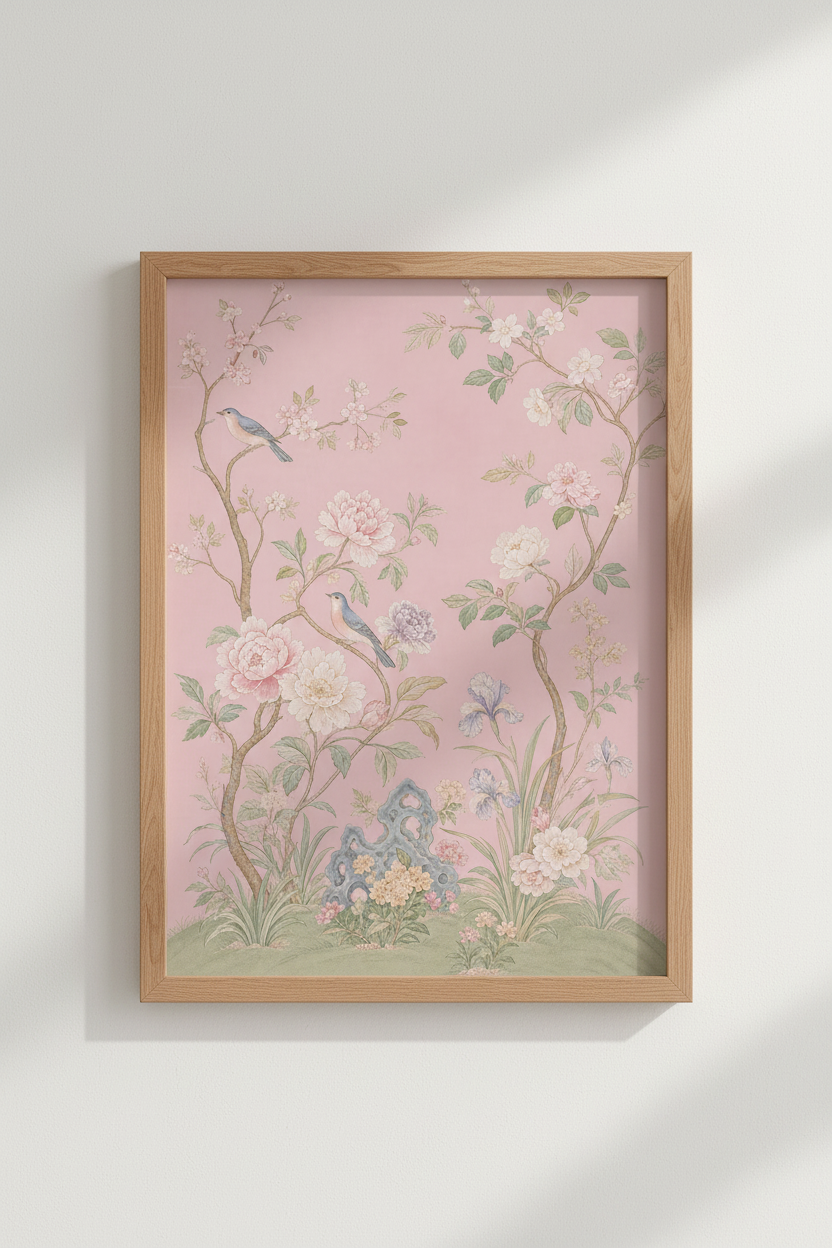 Floral wall art print | Blush botanicals, Vintage chic living room decor