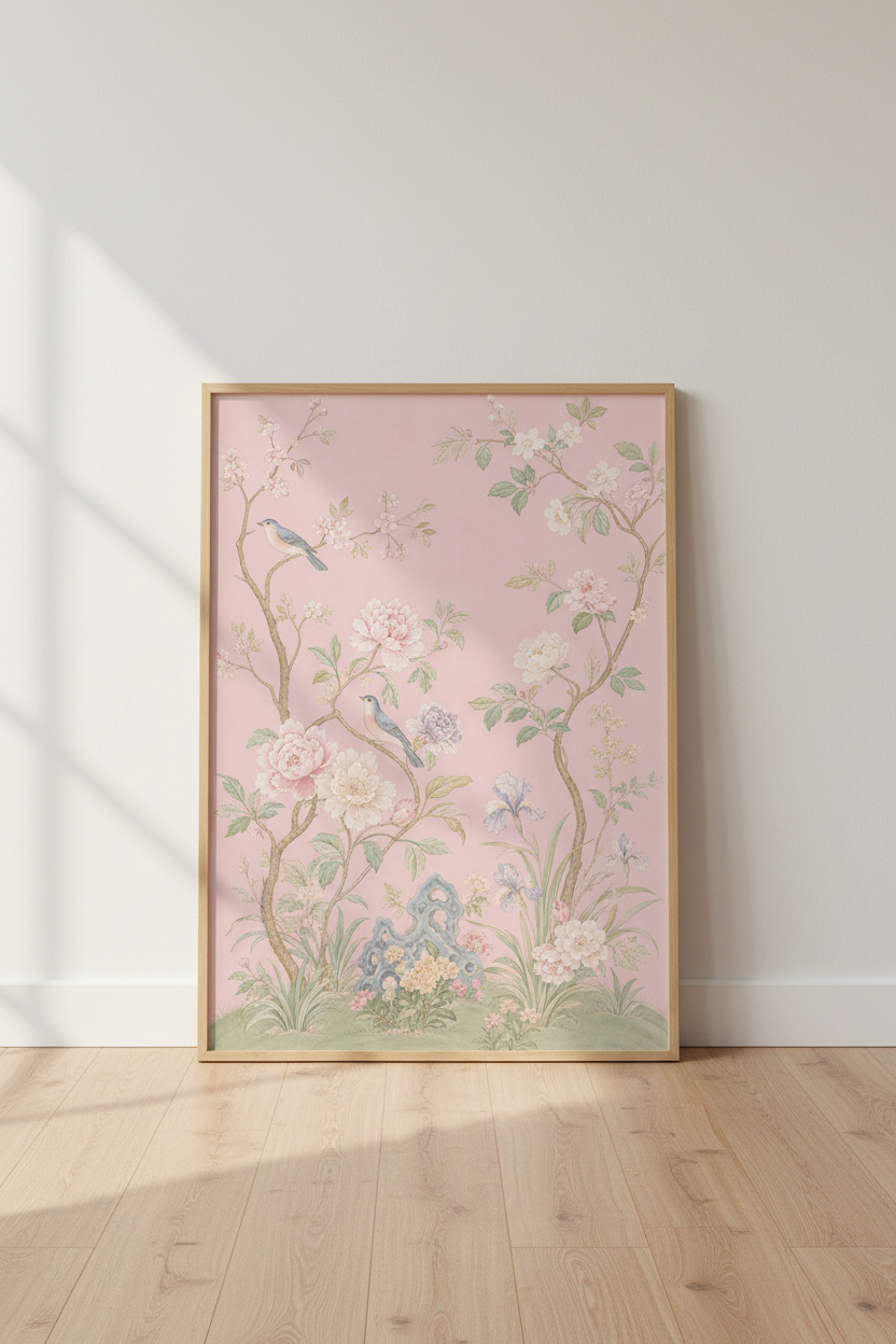 Floral wall art print | Blush botanicals, Vintage chic living room decor