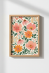 Floral Wildflower Wall Art Print | Boho Botanical Decor | Peach & Pink Poster