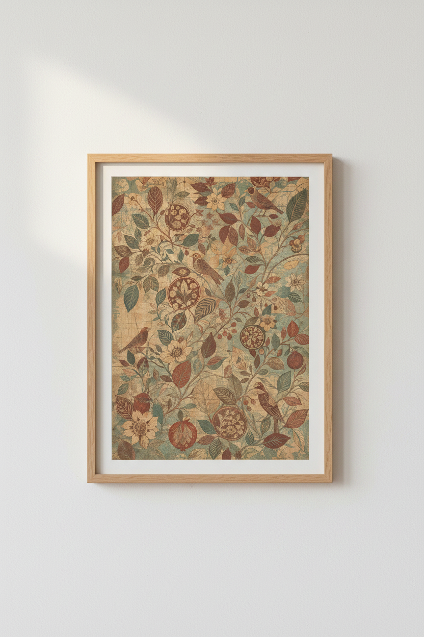 Vintage Botanical Wall Art Print | Living Room Decor | Rustic Poster