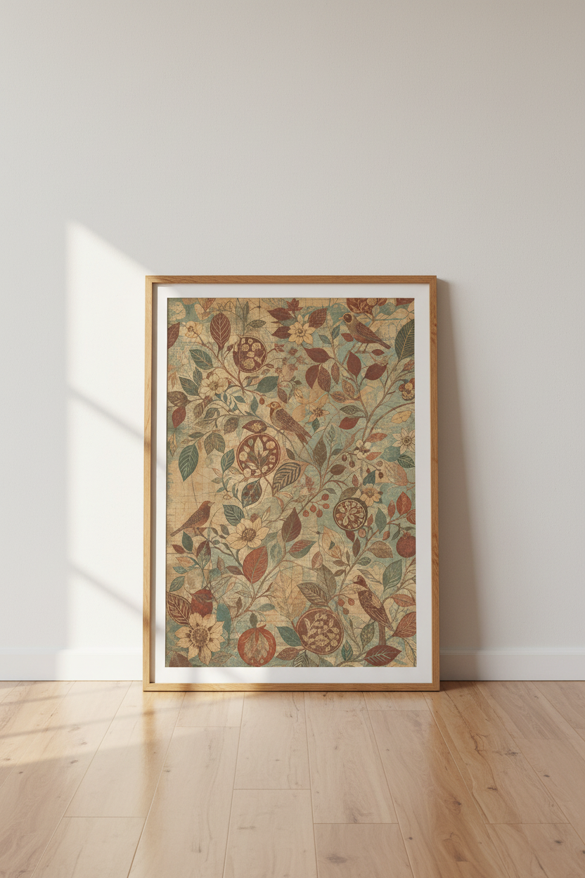 Vintage Botanical Wall Art Print | Living Room Decor | Rustic Poster