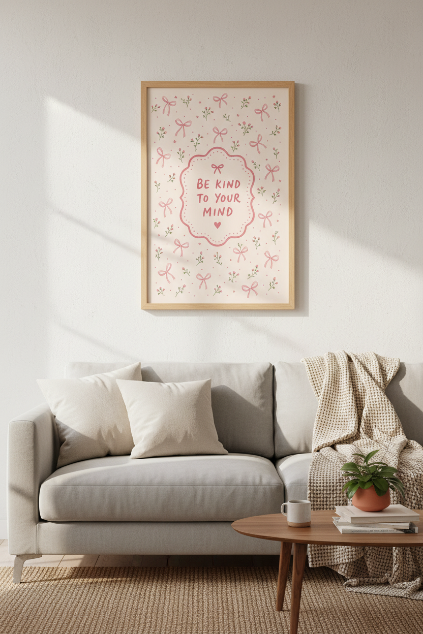 Be Kind Wall Art | Pastel Watercolor Floral, Nursery Decor