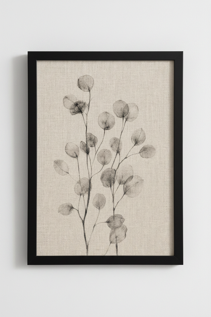 Eucalyptus Sketch Wall Art | Minimalist Botanical Neutral Print | Zen Bedroom Decor