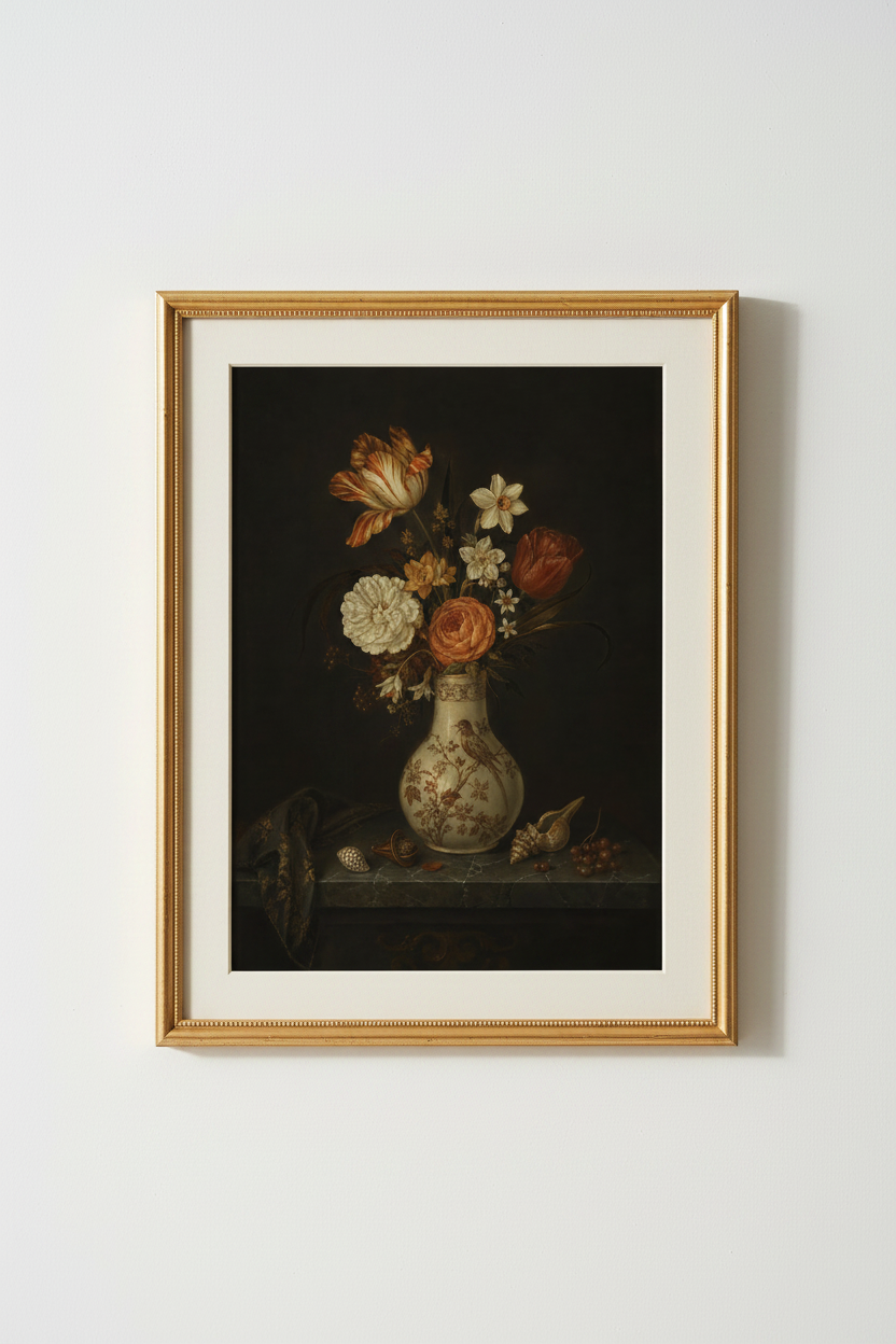 Floral still life Wall Art Print | living room decor | vintage poster