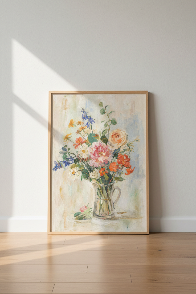 floral wall art | Impressionist bouquet, living room decor