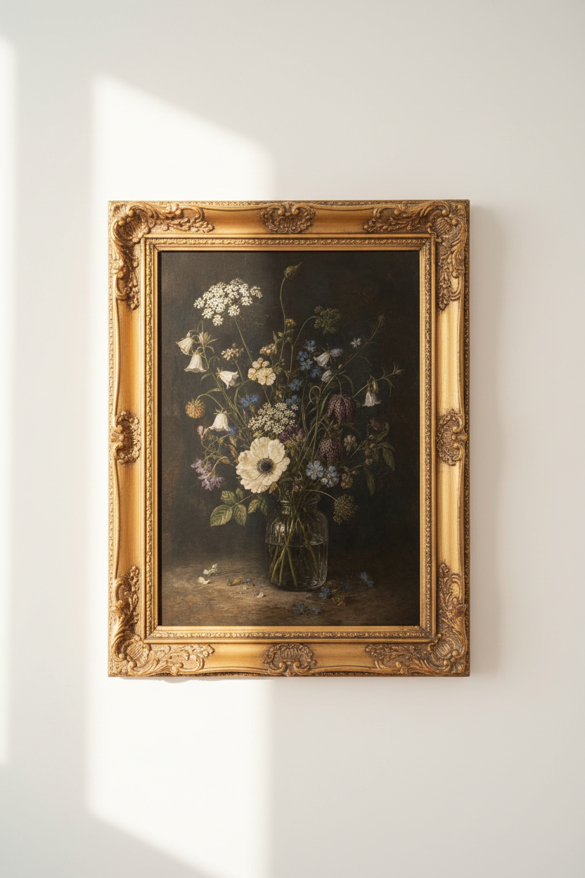 Vintage Botanical Wall Art Print | Living Room Decor | Moody Poster