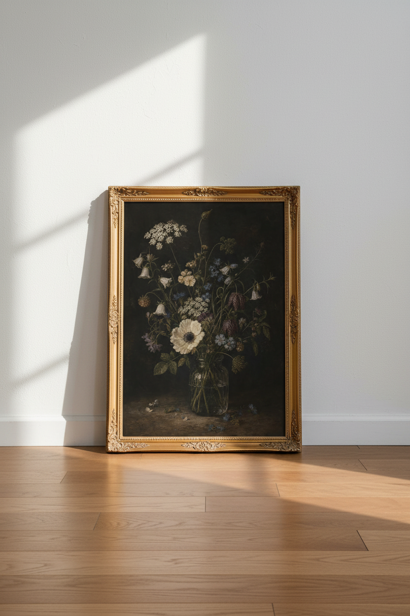 Vintage Botanical Wall Art Print | Living Room Decor | Moody Poster