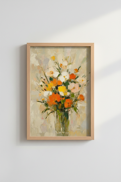 Floral wall art print | Impressionist bouquet, vibrant hues | Living room decor poster
