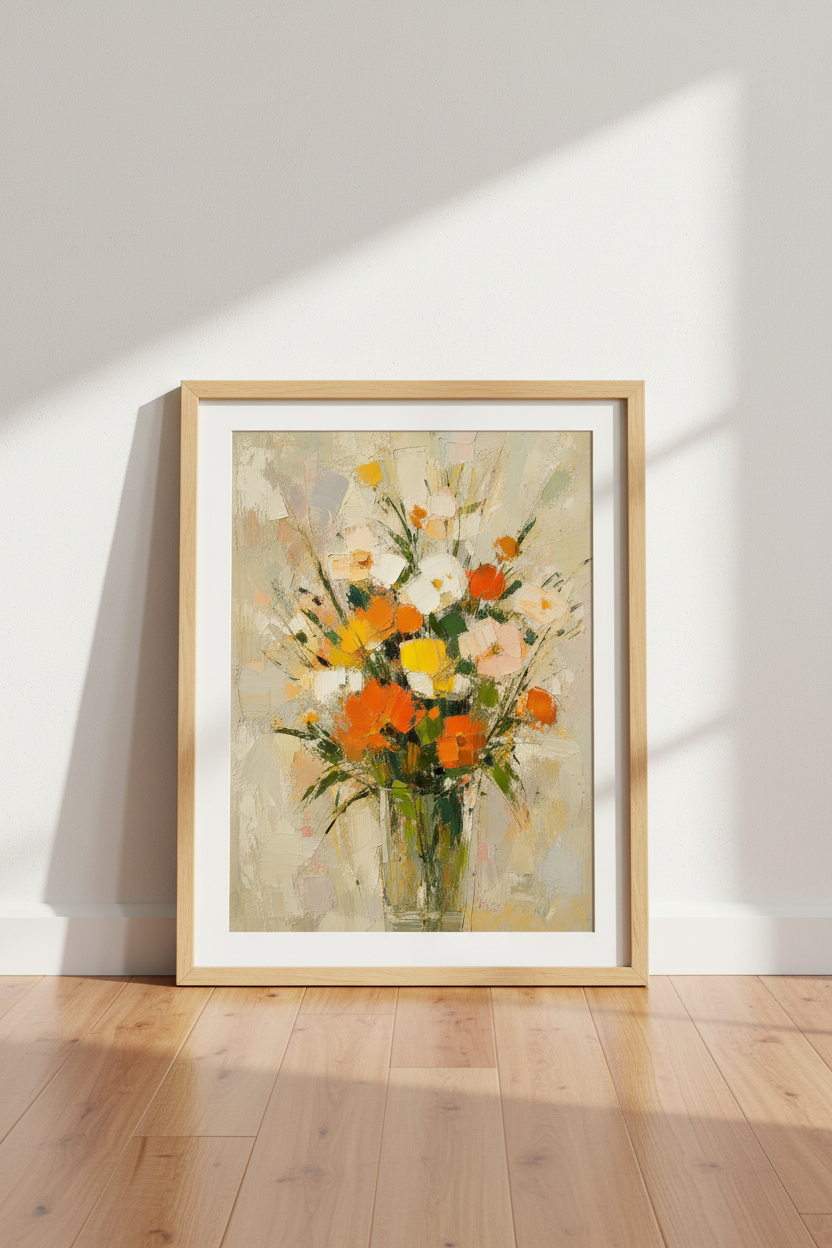 Floral wall art print | Impressionist bouquet, vibrant hues | Living room decor poster