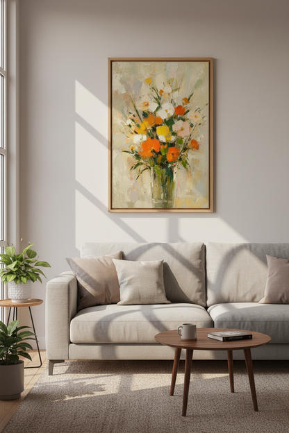 Floral wall art print | Impressionist bouquet, vibrant hues | Living room decor poster