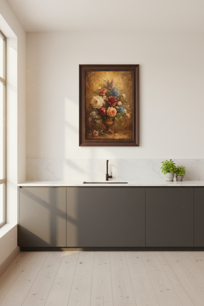 Antique Floral Art | Romantic Bouquet Canvas Print | Cozy Living Poster