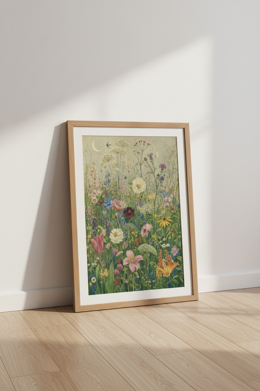 Vintage Wildflower Meadow Wall Art | Floral Garden Poster | Cottagecore Decor