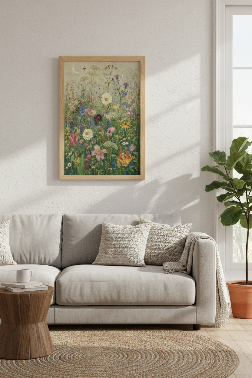 Vintage Wildflower Meadow Wall Art | Floral Garden Poster | Cottagecore Decor