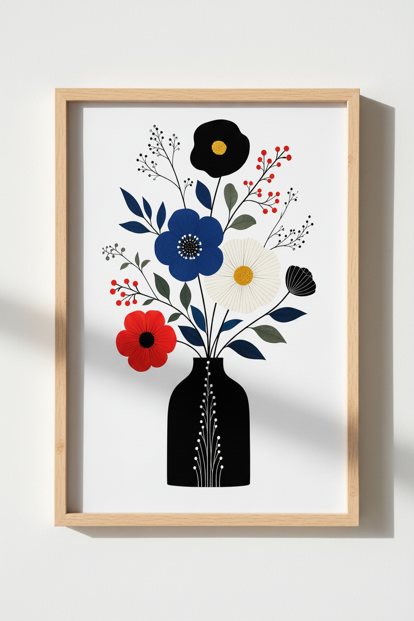 Bold Floral Wall Art Print | Modern Room Decor | Vibrant Poster