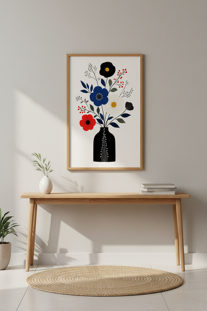 Bold Floral Wall Art Print | Modern Room Decor | Vibrant Poster