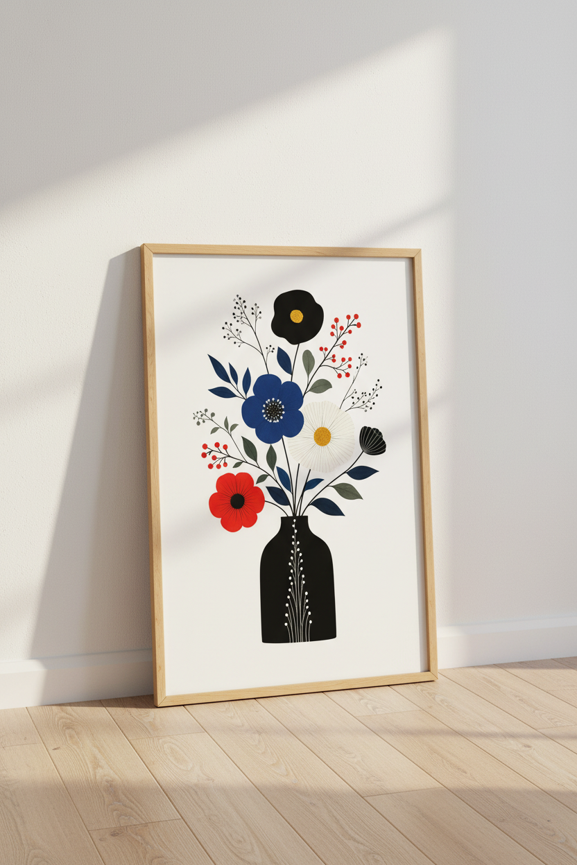 Bold Floral Wall Art Print | Modern Room Decor | Vibrant Poster