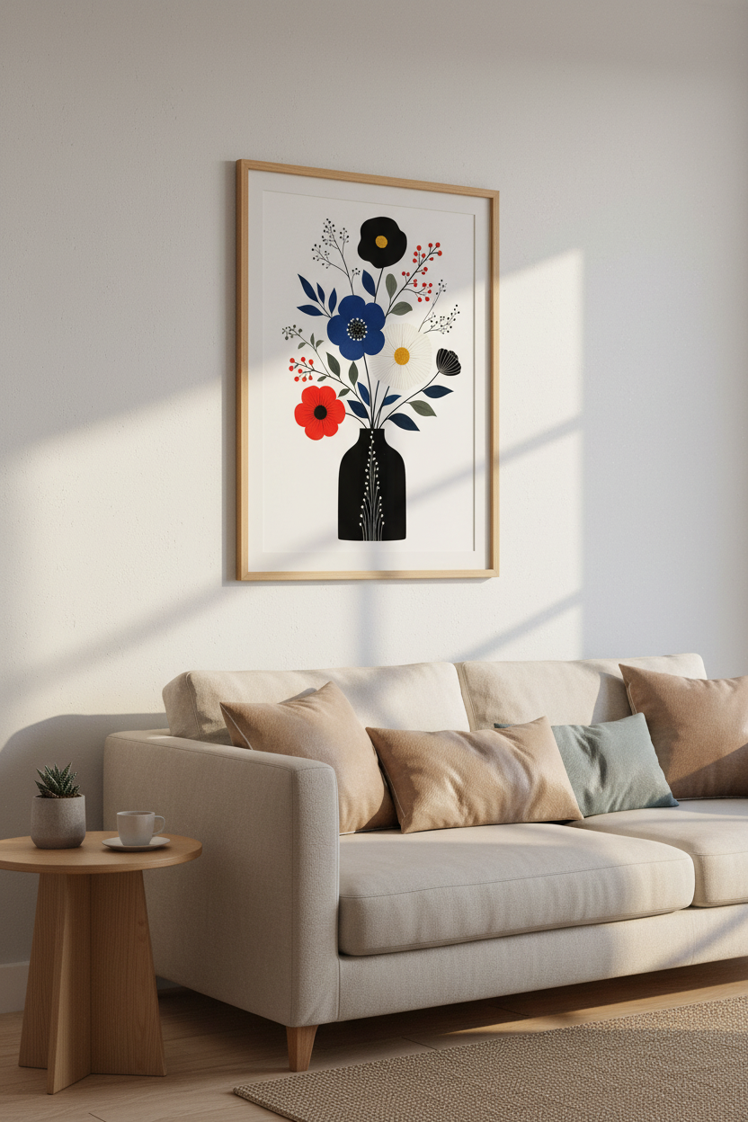 Bold Floral Wall Art Print | Modern Room Decor | Vibrant Poster