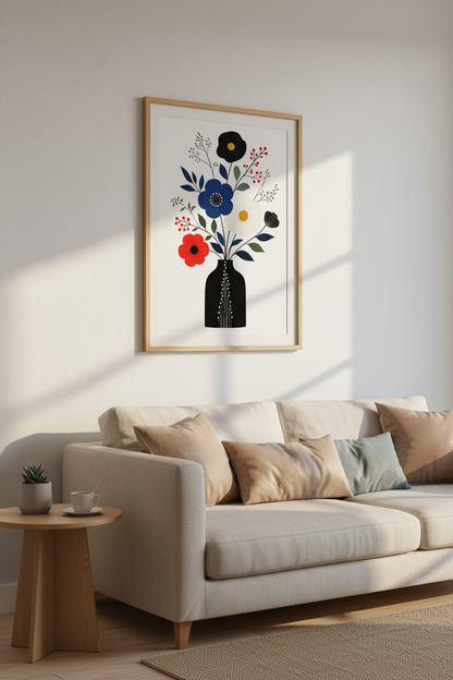 Bold Floral Wall Art Print | Modern Room Decor | Vibrant Poster