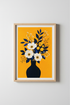 modern floral wall art | Bold orange & navy bouquet, Living Room Decor