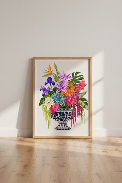 Minimalist Tropical Wall Art Print | Living Room Decor | Neon Pop Poster