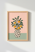Citrus Fruit Wall Art Print | Pink Striped Lemon Tree Poster, Modern Kitchen Decor