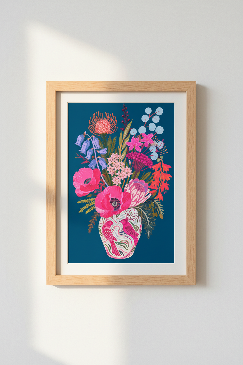 Vibrant Floral Wall Art Print | Living Room Decor | Bold Poster
