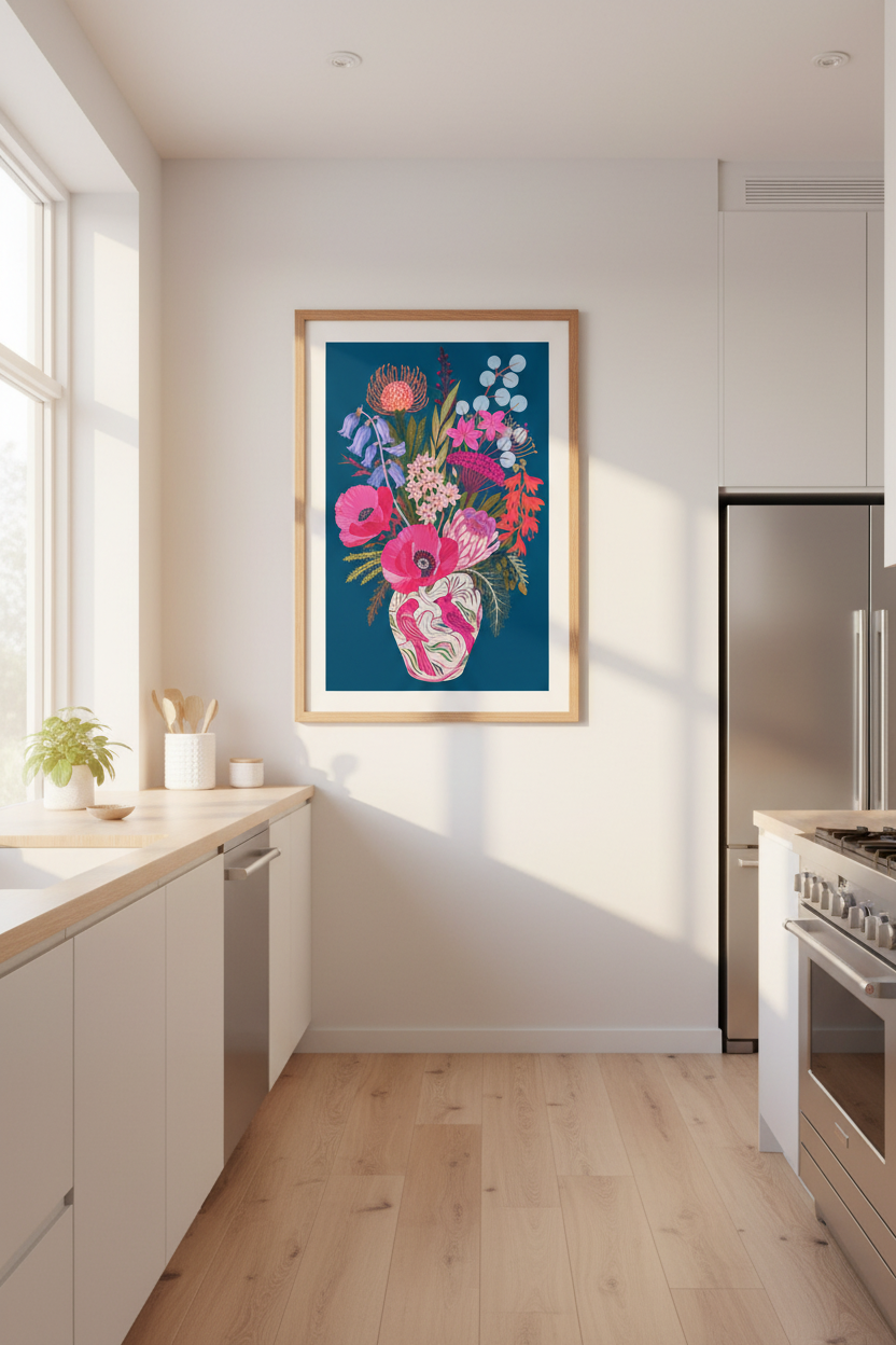Vibrant Floral Wall Art Print | Living Room Decor | Bold Poster