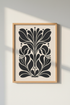 Botanical Poster | Minimalist Black Silhouette on Beige Backdrop | Living Room Decor