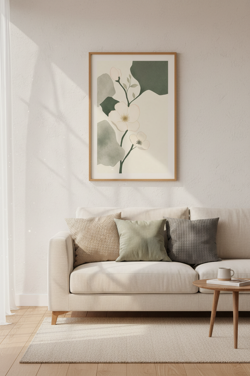 Abstract Floral Wall Art Print | Living Room Decor | Soft Modern Poster