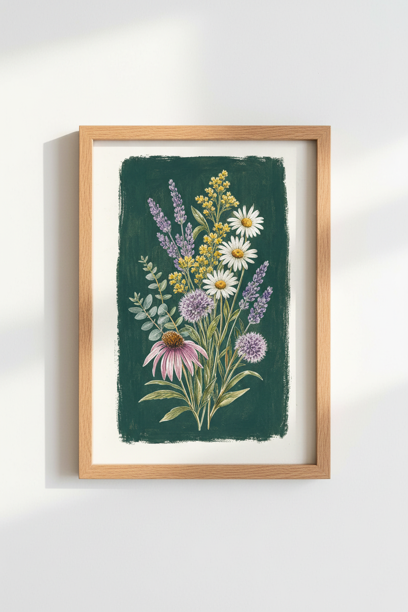Botanical Floral Wall Art Print | Living Room Decor | Vintage Poster